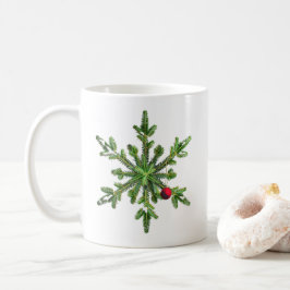 美しい雪の松の雪の結晶クリスマス コーヒーマグカップ