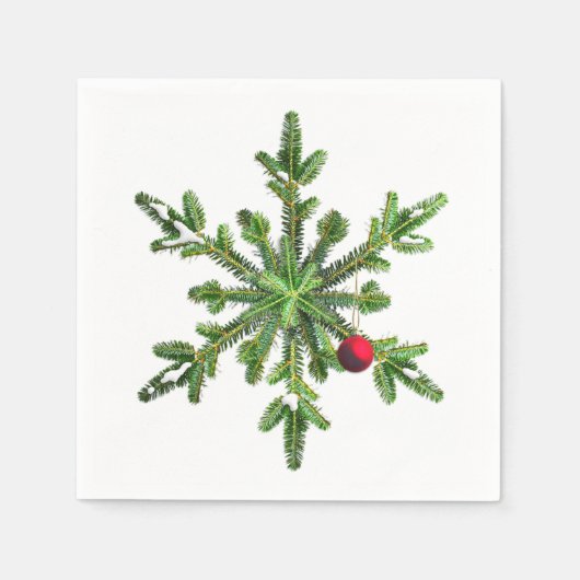 美しい雪の松の雪の結晶クリスマス スタンダードカクテルナプキン (正面)