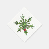 美しい雪の松の雪の結晶クリスマス スタンダードカクテルナプキン (角)