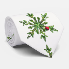 美しい雪の松の雪の結晶クリスマス ネクタイ