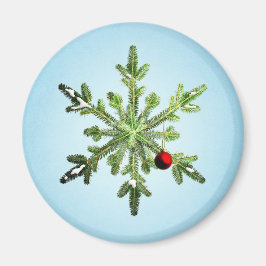 美しい雪の松の雪の結晶クリスマス マグネット