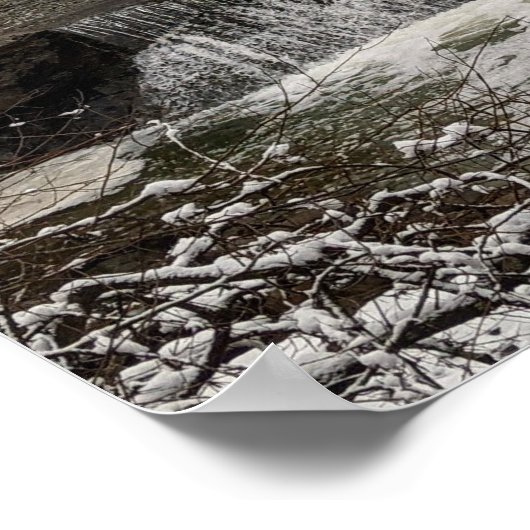 美しい雪の滝 ポスター (角)