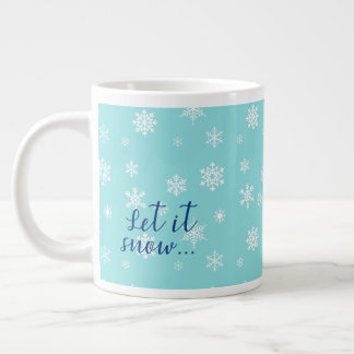 美しい雪の結晶のデザイン「Let It Snow...」 ジャンボコーヒーマグカップ