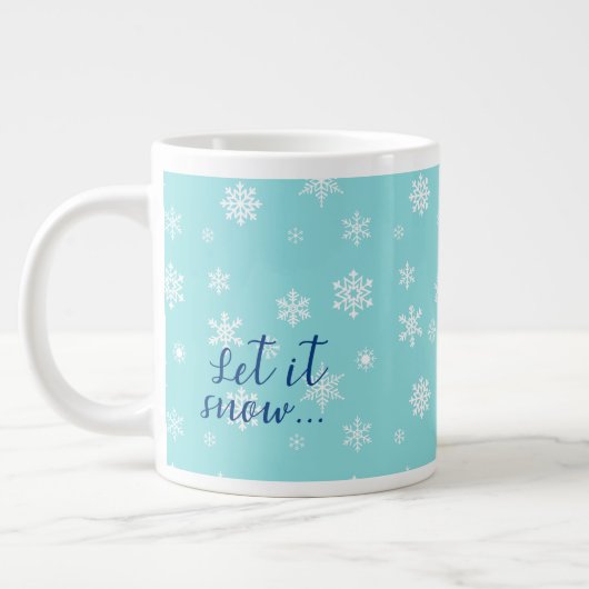 美しい雪の結晶のデザイン「Let It Snow...」 ジャンボコーヒーマグカップ (左)