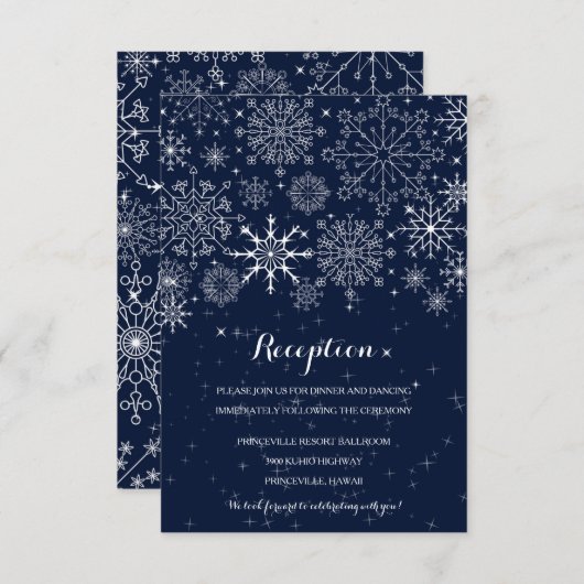 美しい雪の結晶 - 冬の結婚式の披露宴 エンクロージャーカード (正面/裏面)