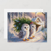 美しい雪フクロウクリスマスポストカード ポストカード (正面/裏面)