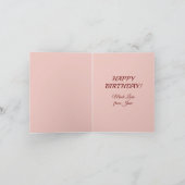 美しい雪フクロウ、ピンクの花。編集可能な名前 ノートカード (内部)