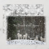 美しい雪景色の自然 オオカミ 名前をカスタマイズ シーズンカード (正面/裏面)
