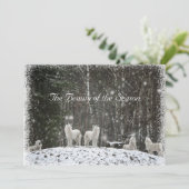 美しい雪景色の自然 オオカミ 名前をカスタマイズ シーズンカード (スタンド正面)