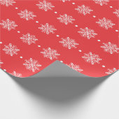 美しい雪片オンフェスティバルレッドクリスマス ラッピングペーパー (角)