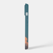美しい雲のスマホケース (ターコイズ/オレンジ) iPhone 15ケース (左側面)