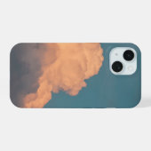 美しい雲のスマホケース (ターコイズ/オレンジ) iPhone 15ケース (裏面横)