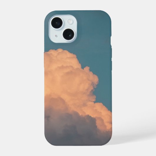 美しい雲のスマホケース (ターコイズ/オレンジ) iPhone 15ケース (裏面)
