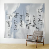 美しい雲のデザインのクリスチャンのテーマ タペストリー (インサイチュ(横))