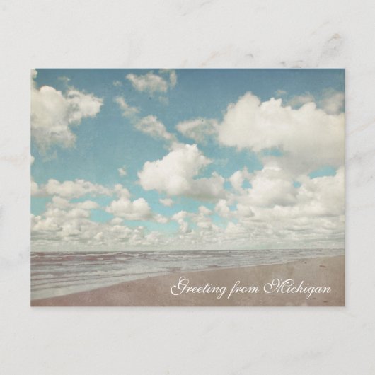 美しい雲オーバーレイクミシガンビーチはがき ポストカード (正面)