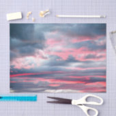 美しい雲 ピンク 白 青い空 薄葉紙 (クラフト)