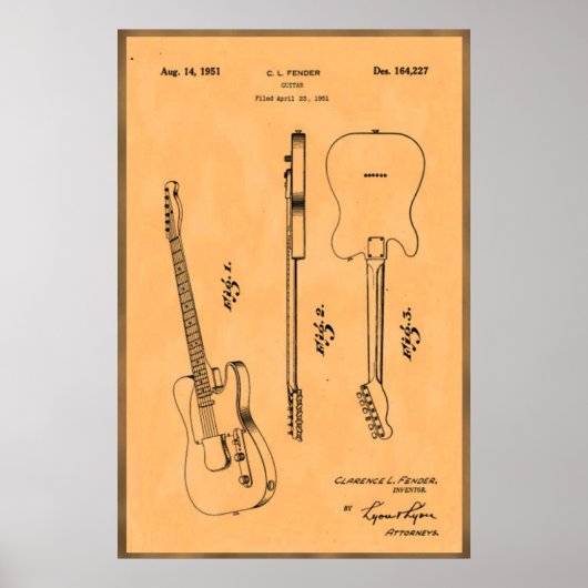 美しい電気ユニークギラット特許プリント ポスター (正面)