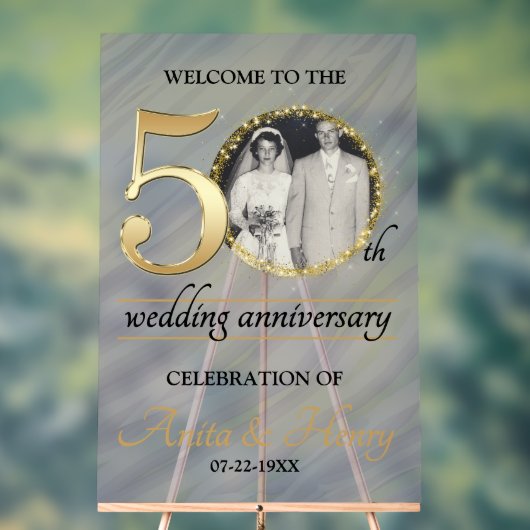 美しい霜入り 50周年結婚記念日 アクリルサイン (ニュートラル)