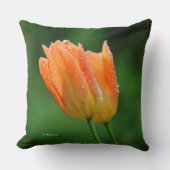 美しい露のキスを受けたパステルオレンジチューリップ クッション (正面)