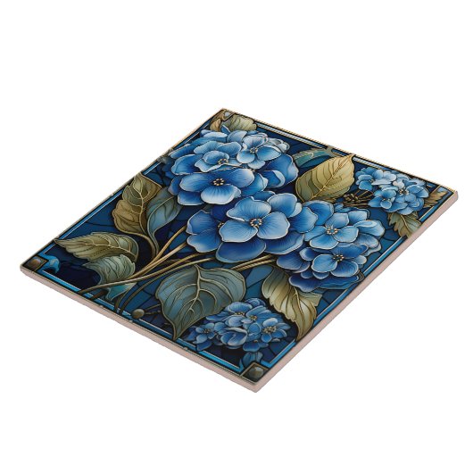 美しい青あじさい タイル (側面)