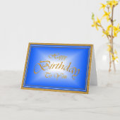美しい青いきらめくダイヤモンドの誕生日 カード (黄色い花)