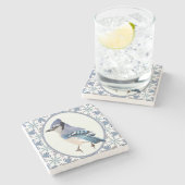 美しい青いカケバドリ ストーンコースター (横)