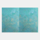 美しい青いギフトラップ ラッピングペーパーシート (正面3)