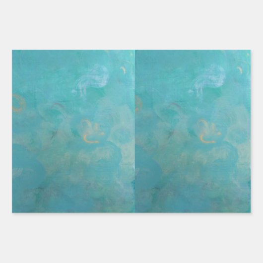 美しい青いギフトラップ ラッピングペーパーシート (正面2)