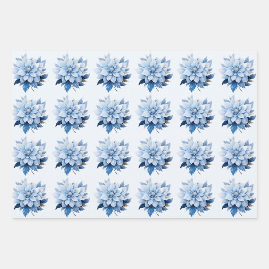 美しい青いクリスマスの花 ラッピングペーパーシート (正面2)