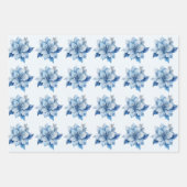 美しい青いクリスマスの花 ラッピングペーパーシート (正面)