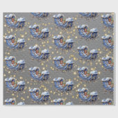 美しい青いクリスマススリーズスチールグレー ラッピングペーパー (フラット)