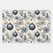美しい青いクリスマスボーブルミックス ラッピングペーパーシート (正面3)