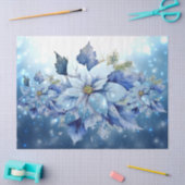 美しい青いクリスマスポインセティアスデコページ 薄葉紙 (クラフト)