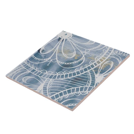 美しい青いグレーの水彩ロフト芸術的スタイル タイル (側面)