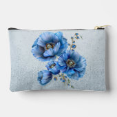 美しい青いケシが青いグリッターバック アクセサリーポーチ (裏面)
