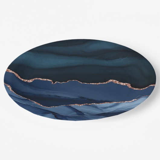 美しい青いゲートパターン検疫後パーティー ペーパープレート (アングル)