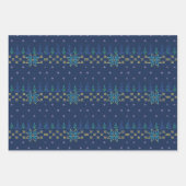 美しい青いセーター編み模様 ラッピングペーパーシート (正面)