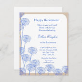 美しい青いタンポポの退職パーティー招待状 招待状 (正面/裏面)