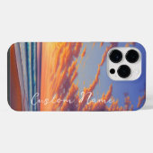 美しい青いターコイズブルーの海の夕焼け iPhoneケース (裏面横)