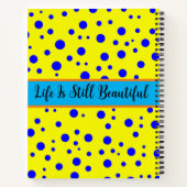 美しい青いドット&黄色 – 名前モノグラム ノートブック (裏面)