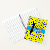 美しい青いドット&黄色 – 名前モノグラム ノートブック (内部)