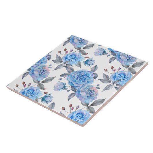 美しい青いバラ タイル (側面)