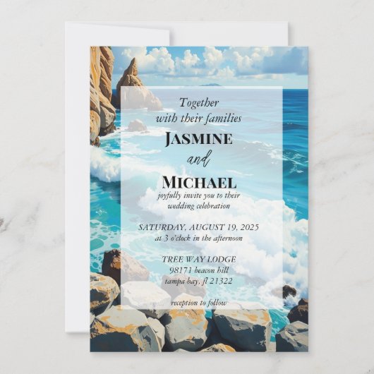 美しい青いビーチ 招待状 (正面)