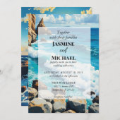 美しい青いビーチ 招待状 (正面/裏面)
