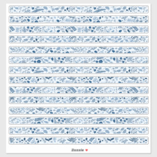 美しい青いボホの縁ど花 シール
