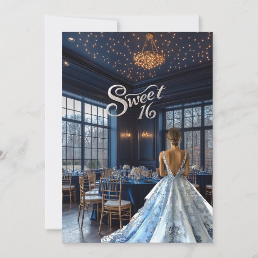 美しい青いボールルーム 招待状 (正面)