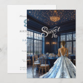 美しい青いボールルーム 招待状 (正面/裏面)