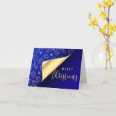 美しい青いメリークリスマスグリーティングカード カード (黄色い花)