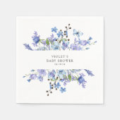 美しい青いワイルドフラワーの赤ちゃんシャワー スタンダードカクテルナプキン (正面)