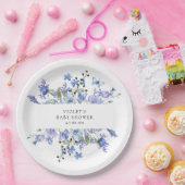 美しい青いワイルドフラワーの赤ちゃんシャワー ペーパープレート (パーティー)
